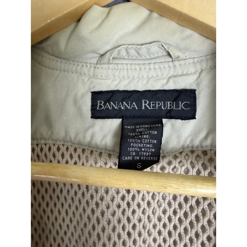 Banana Republic Vintage Photo Journalist Utility Vest Khaki Cotton Mens fits L